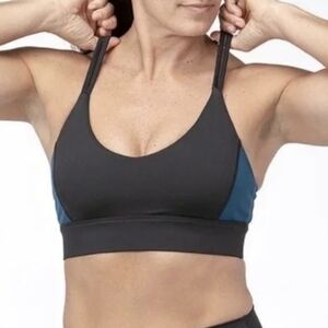 SPRING SALE | EVREE x Barbella Strappy Back Sports Bra Small Black Teal